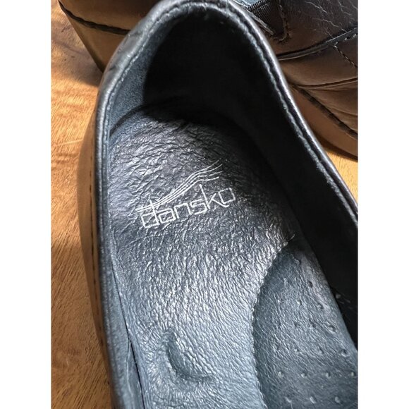 Dansko Tamara Women's Sz 38 US 7.5-8 Black Leather Clogs Loafers Nurses Shoes - Picture 9 of 12